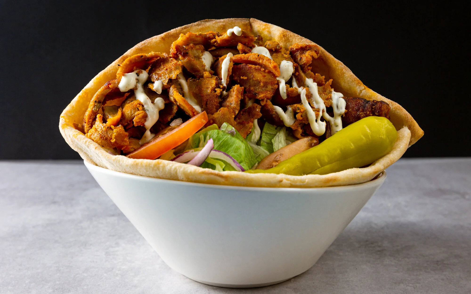 Close-up of freshly cooked gyros meat